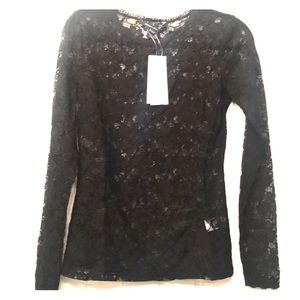 French Connection Black Lace Top